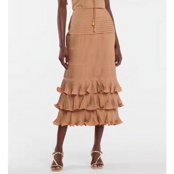 Johanna Ortiz Midi Ruffle Canela Flavour Pleated Skirt - Picture 3 of 8